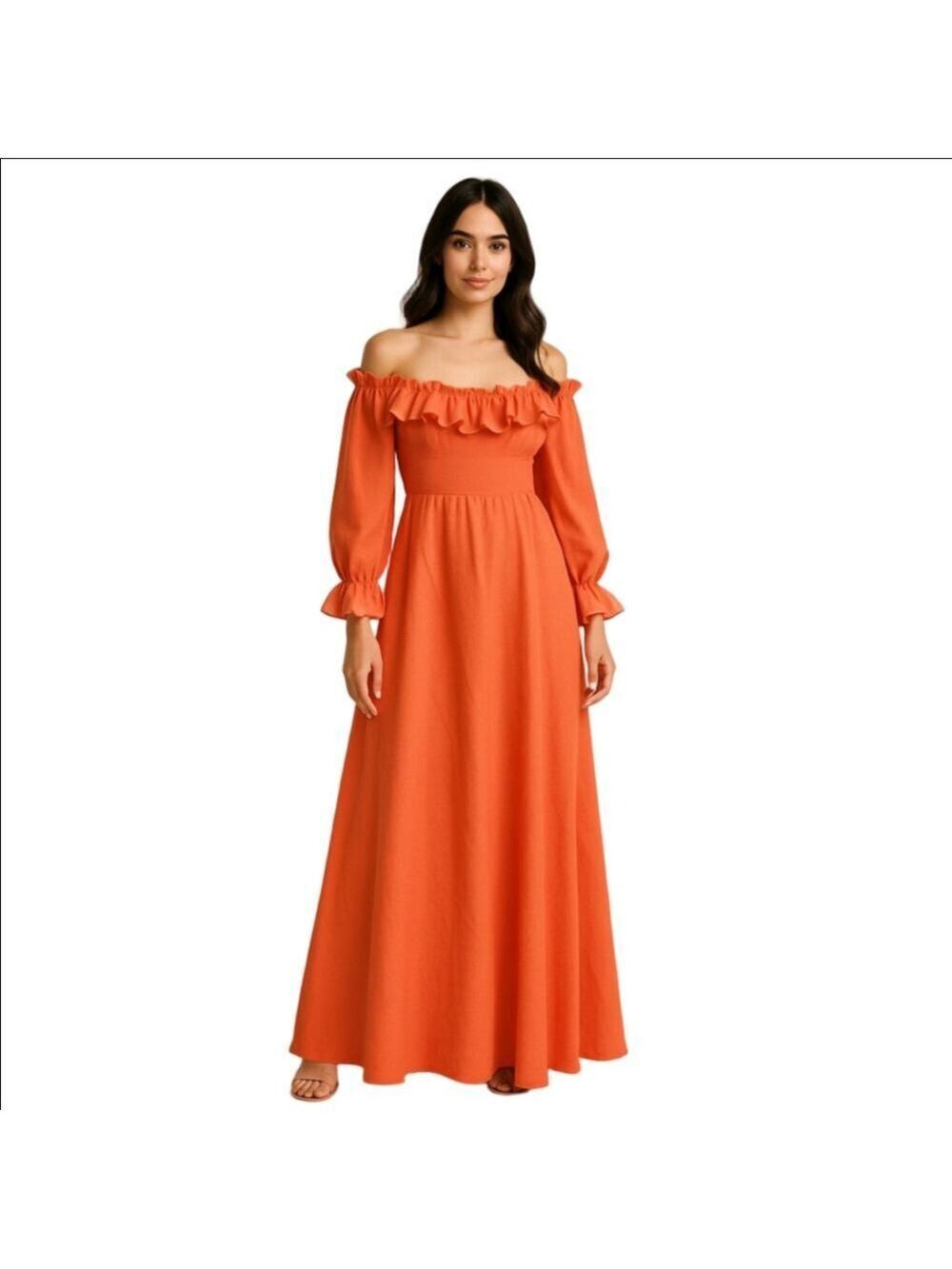 SHEIN Orange Three Quarter Sleeve Dress Size 1XL Retro
